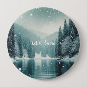 Schnee auf dem winterlichen Bergsee Button