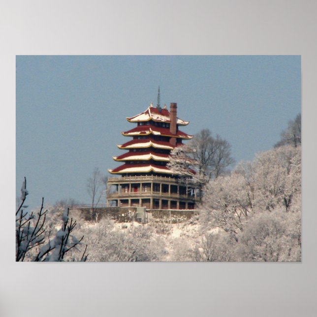 Schnee auf der Pagode Poster (Vorne)