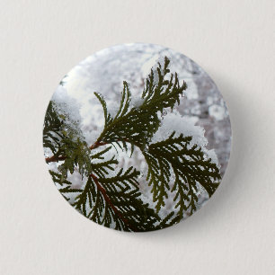 Schnee auf Evergreen Branchen Button