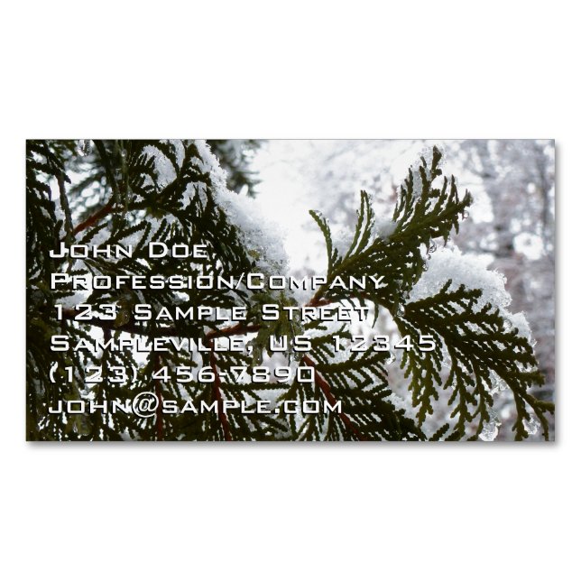 Schnee auf Evergreen Branchen Magnetische Visitenkarte (Vorderseite)