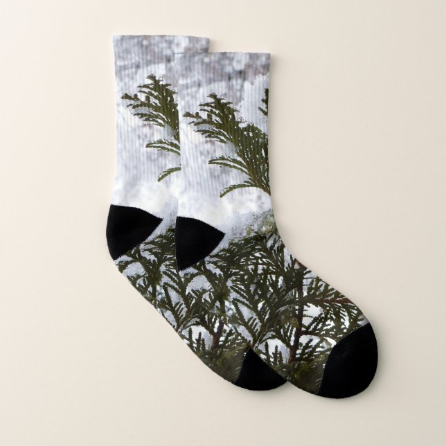 Schnee auf Evergreen Branchen Socken (Paar)