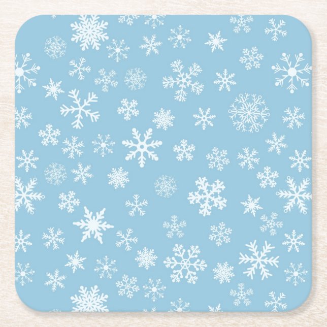 Schnee auf hellblauem Hintergrund Rechteckiger Pappuntersetzer (Vorderseite)