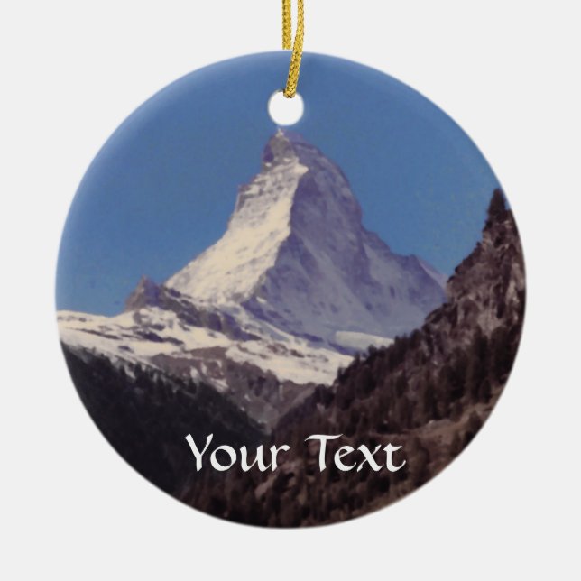 Schnee auf Matterhorn-Gebirgshängender Verzierung Keramik Ornament (Vorne)