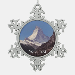 Schnee auf Matterhorn-Gebirgshängender Verzierung Schneeflocken Zinn-Ornament