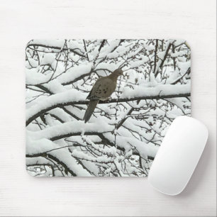 Schnee Baum Zweige Vogel (Fotografie von mir) Mousepad