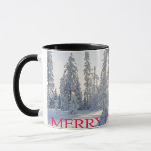 SCHNEE, BÄUME, DIE SONNE, BEREIT FÜR CHRISTMAS TASSE