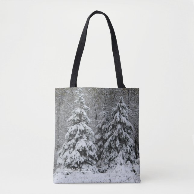 Schnee bedeckt Tallweißer Spruß Tasche (Vorderseite)