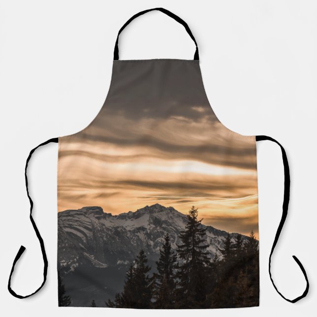 SCHNEE BEDECKTER BERG WÄHREND DES SONNENS SCHÜRZE (Vorderseite)
