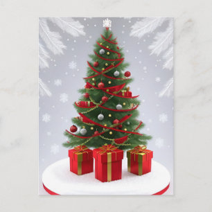 🎄 Schnee bedeckter Weihnachtsbaum leuchtet ❄️ Fes Postkarte