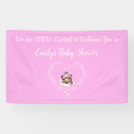 Schnee begeistert Pink Teddy Bear Baby Dusche Banner