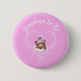 Schnee begeistert Pink Teddy Bear Baby Dusche Button