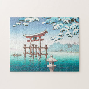 Schnee bei Miyajima Hänge Winterlandschaft Tori T