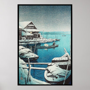 Schnee bei Mukôjima Hasui Kawase shin hanga Kunst Poster