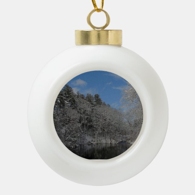 Schnee bei Vanderbilt Keramik Kugel-Ornament (Vorderseite)