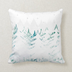 Schnee beladenes blaues aquamarines grünes kissen