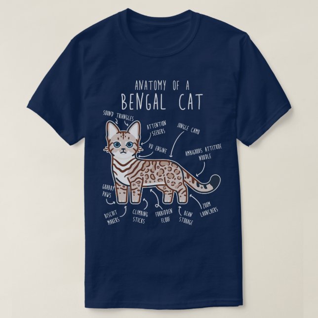 Schnee Bengalisch Katzenjammer Siegel Lynx Anatomi T-Shirt (Design vorne)