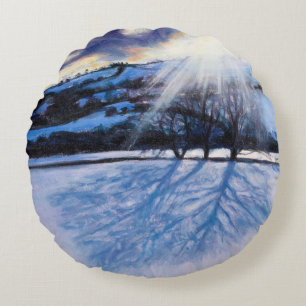 Schnee beschattet 2009 rundes kissen