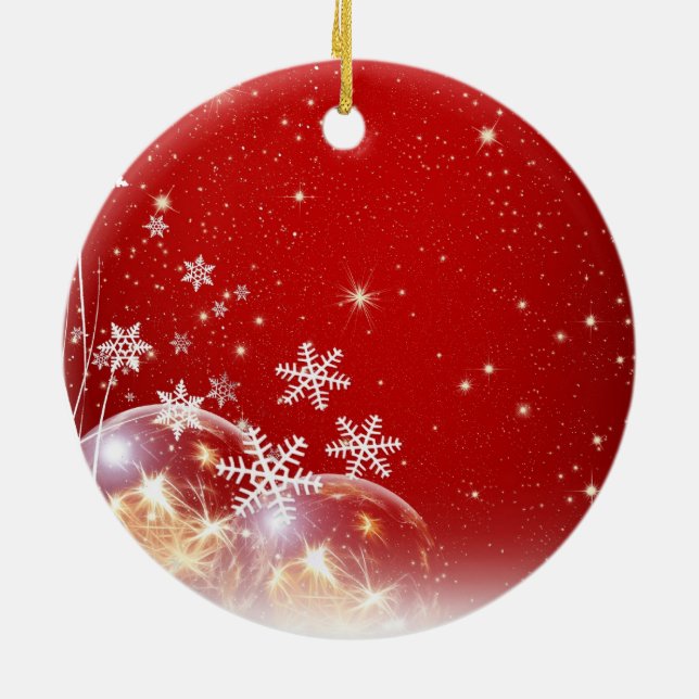 Schnee blättert am Weihnachten ab Keramikornament (Hinten)