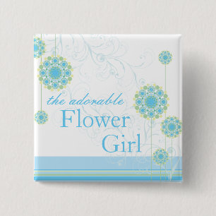 Schnee-Blumen-Wirbels-blauer Button
