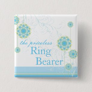 Schnee-Blumen-Wirbels-blauer Button