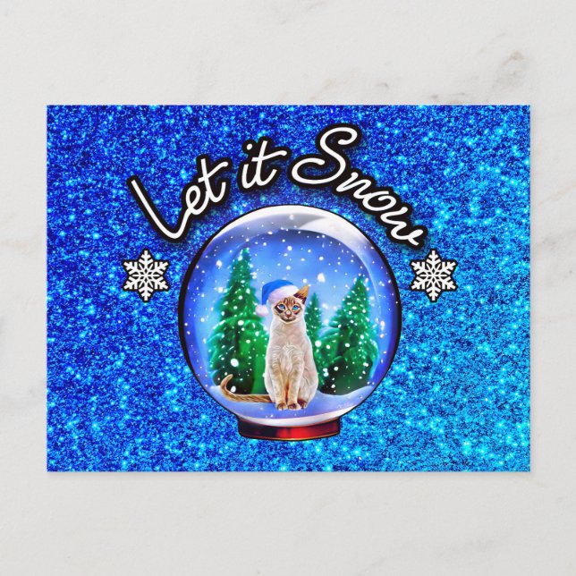 SCHNEE CAT XMAS Vielen Dank/Grüße/Einladung - BLAN Postkarte (Vorderseite)