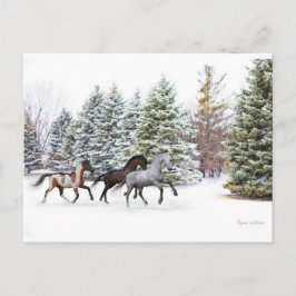 Schnee durch den Schnee stürzen - Laufende Pferde Postkarte