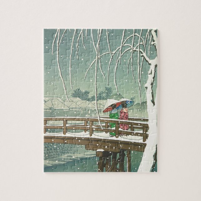 Schnee Edo-Fluss Hasui Kawase an der (Vertikal)