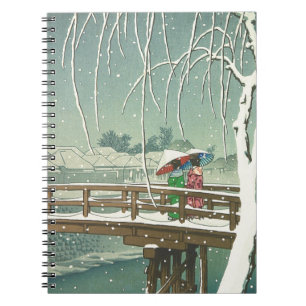 Schnee Edo-Fluss Hasui Kawase an der Notizblock