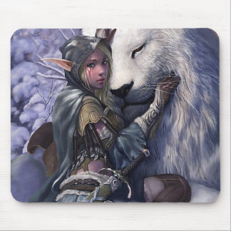 Schnee+Elf+Mädchen+mit+Löwe Mousepad