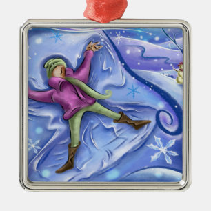 Schnee-Engels-Weihnachtsverzierung Silbernes Ornament
