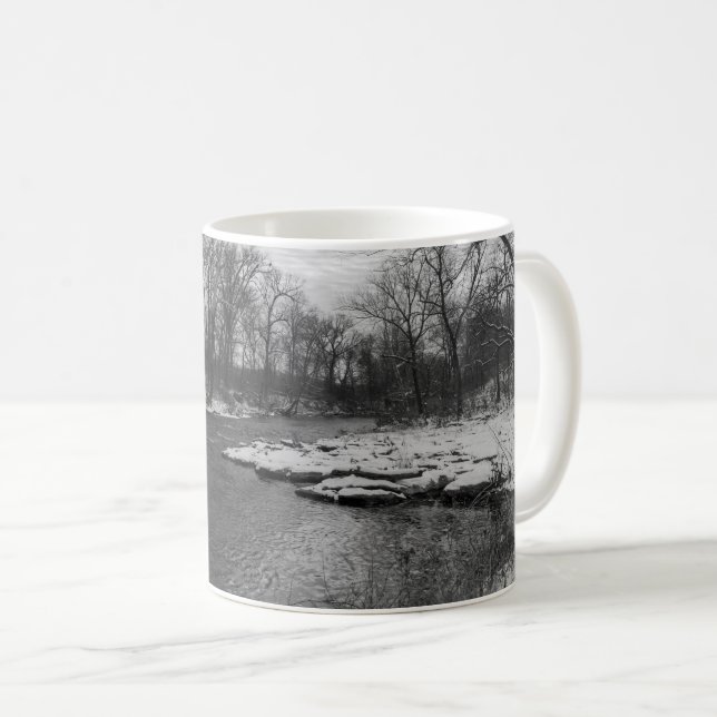 Schnee entlang James River Grayscale Tasse (VorderseiteRechts)