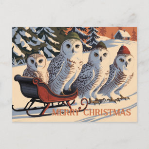 Schnee-Eule Frohe Weihnachten Postkarte