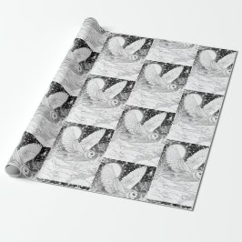 Schnee-Eule im Flug unterm Sternenhimmel Geschenkpapier