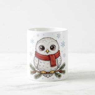 Schnee-Eule Roter Schal Winter-Kaffeetasse Kaffeetasse