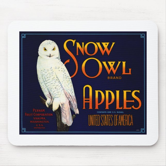 Schnee-Eulen-Äpfel Mousepad (Vorne)
