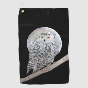 Schnee-Eulen- und Mond-Gemälde - Originale Vogelku Golfhandtuch