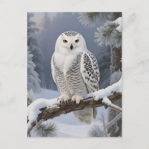 Schnee-Eulen-Winterporträt Postkarte