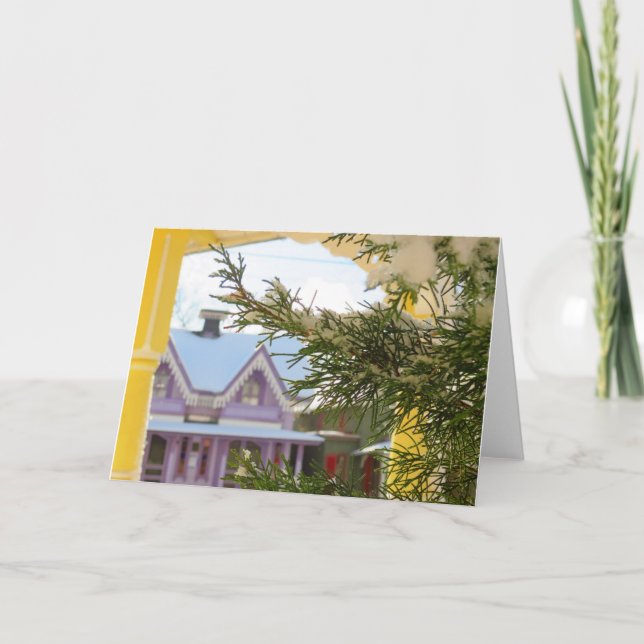 Schnee, Evergreen und Hütten - Martha's Vineyard Karte (Vorderseite)