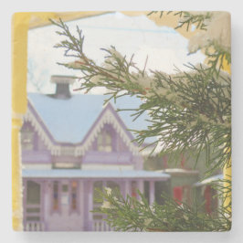 Schnee, Evergreen und Hütten - Martha's Vineyard Steinuntersetzer