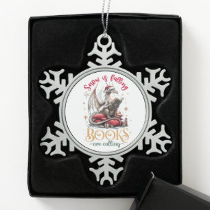 Schnee fällt, Bücher rufen Schneeflocken Zinn-Ornament