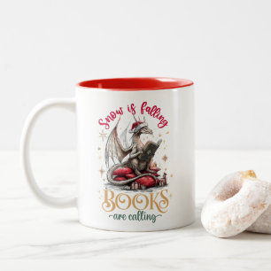 Schnee fällt, Bücher rufen  Zweifarbige Tasse