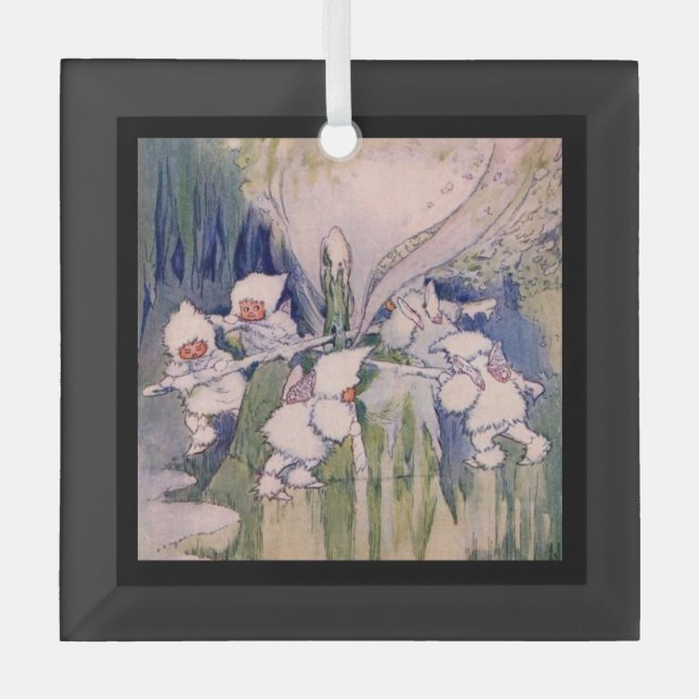Schnee-Feien machen Schnee Ornament Aus Glas (Vorderseite)