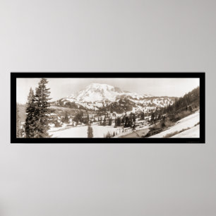Schnee-Foto 1925 des Mount Rainier WA Poster