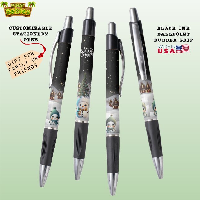 Schnee Frau, Lass es Schnee Weihnachten Dorf ⛄️ 🎄 Kugelschreiber (Xmas Holiday Winter Wonderland Snowman Woman, Let it Snow Christmas Village  ForestBabies Pen ⛄️🎄🎁)