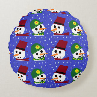 SCHNEE FRAU SCHNEEN MAN SCHNEE MENSCHEN PILLOW RUNDES KISSEN