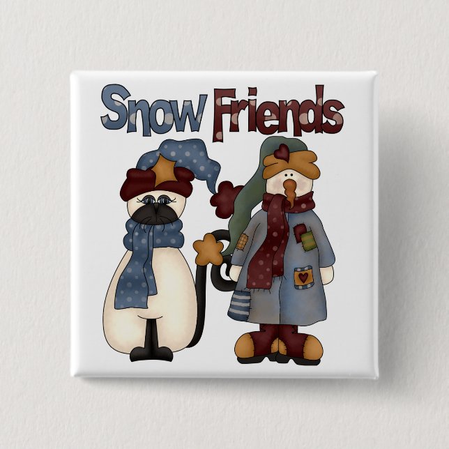Schnee-Freund-T-Shirts und Geschenke Button (Vorderseite)