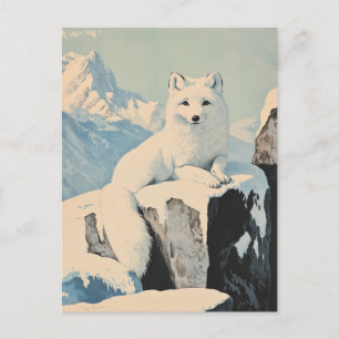 Schnee-Fuchs im Vintage-Stil Postkarte