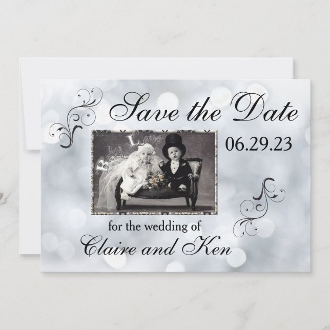 Schnee Glitter Funken Save the Date (Vorderseite)