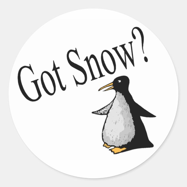 Schnee got? (Pinguin) Runder Aufkleber (Vorderseite)