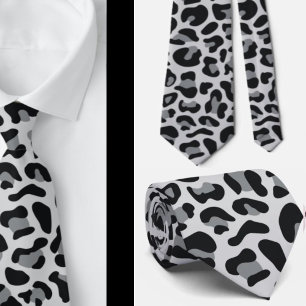 Schnee Grau Leopard Print Trauzeugen Punk Hochzeit Krawatte